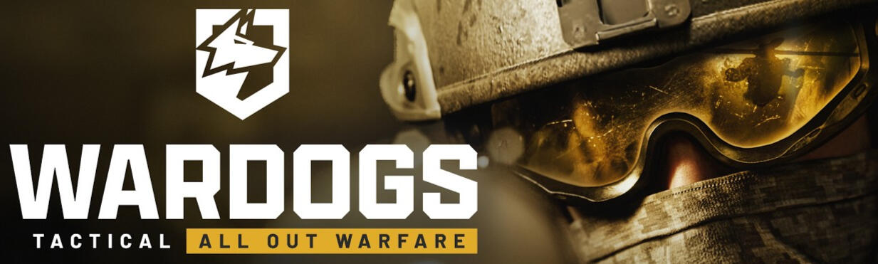 Official WARDOGS launch artwork showing a soldier and the Tactical All Out Warfare logo